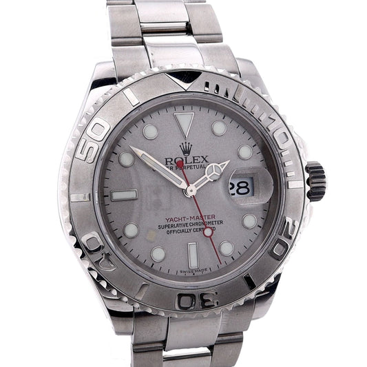Estate Gents Rolex Yacht Master with Silver Dial and Platinum Bezel in Stainless Steel 116622