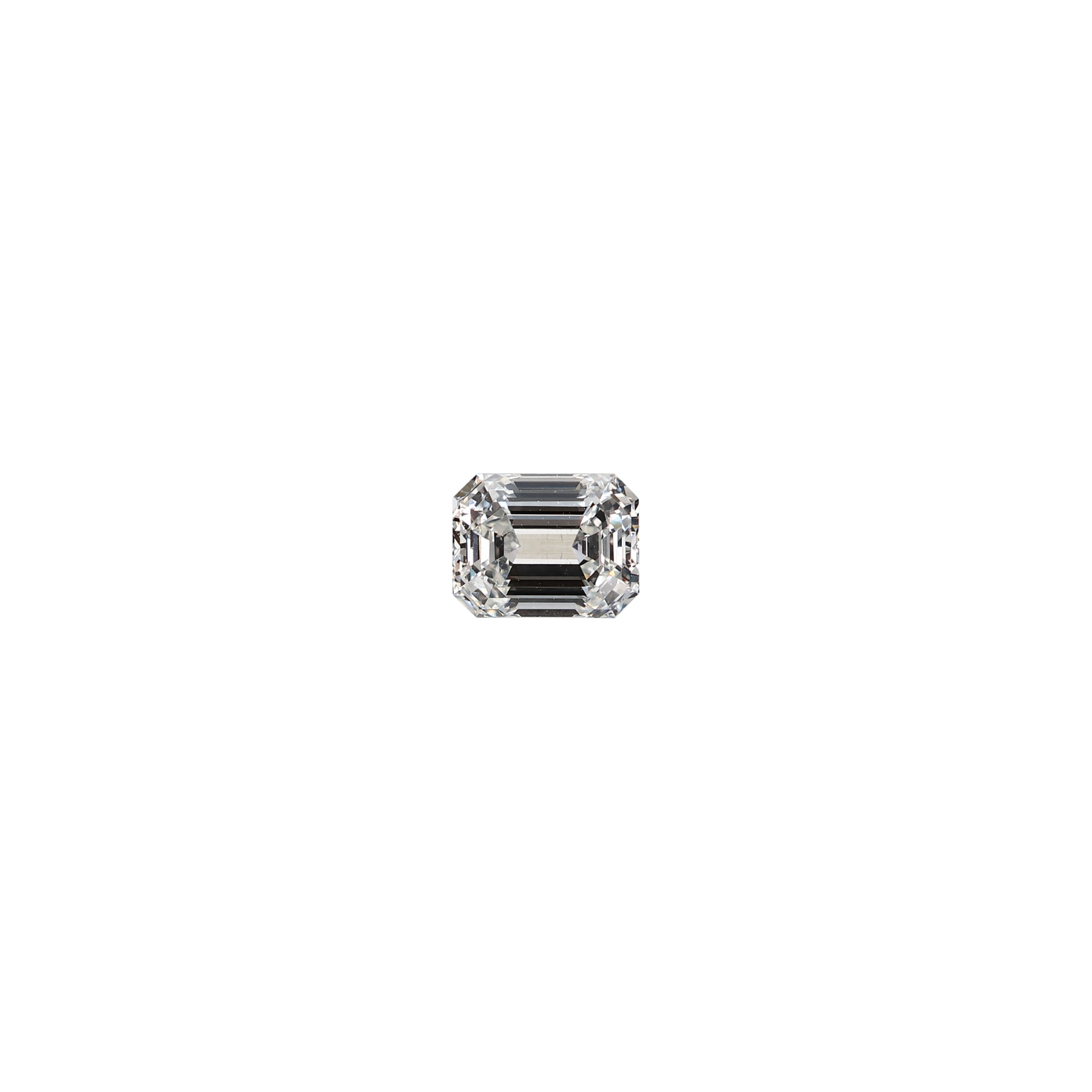 Emerald cut 1.01 carat GIA certified diamond graded FVS1 on a white background