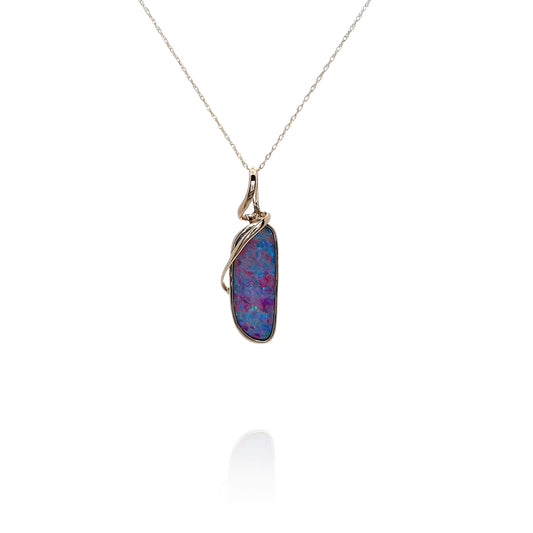 14k Gold Australian Opal Doublet Pendant