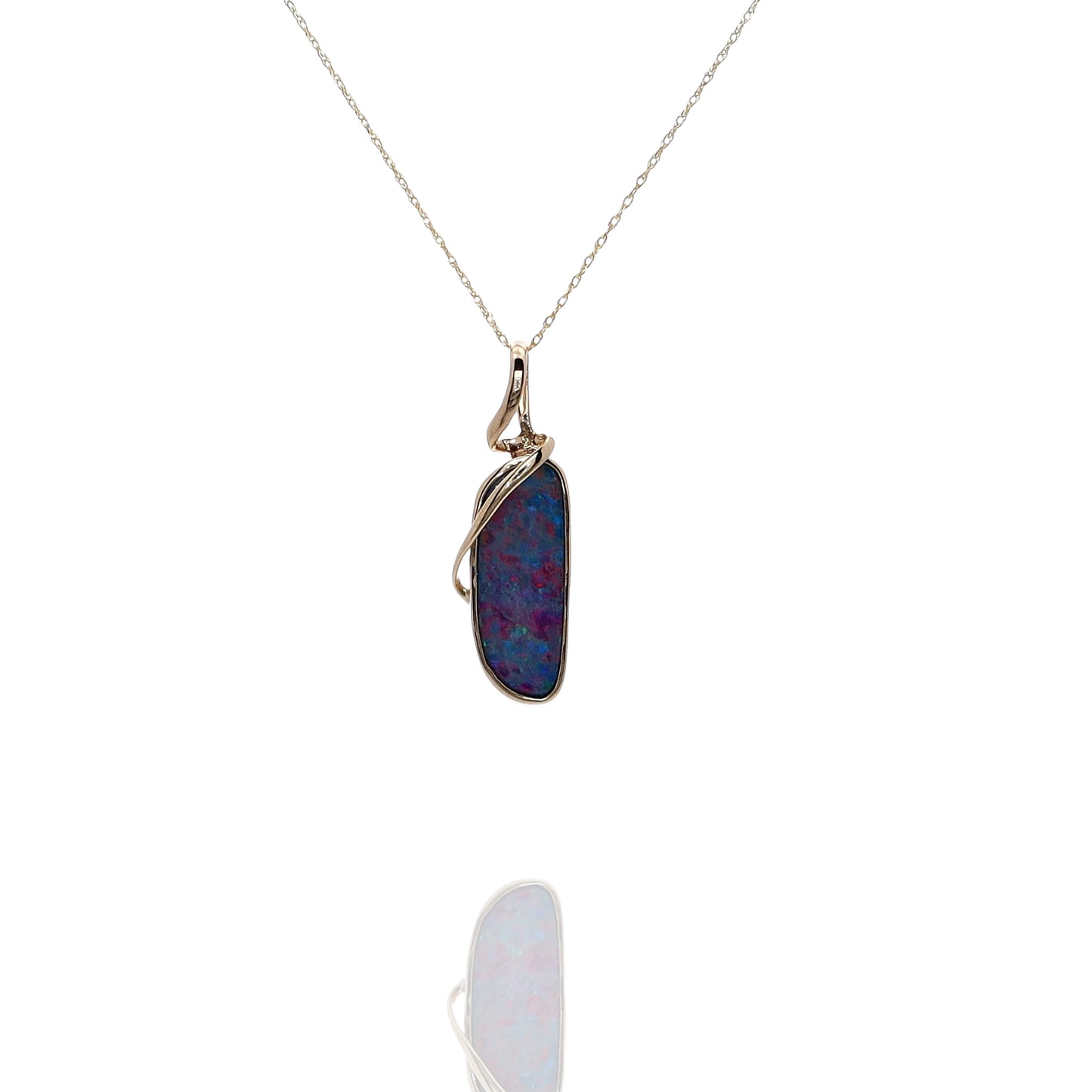 14k Gold Australian Opal Doublet Pendant