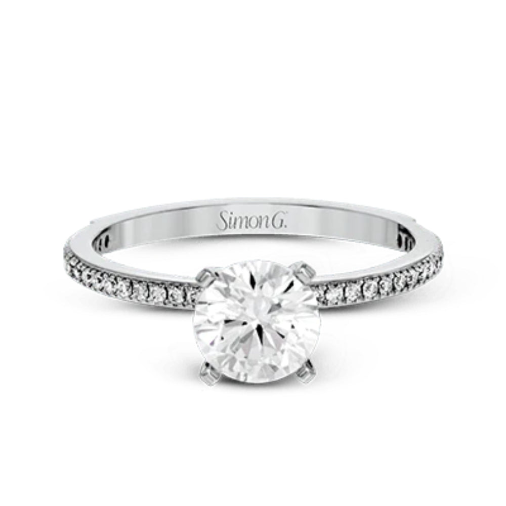 Simon G. 18k Round-Cut Engagement Ring with Diamonds