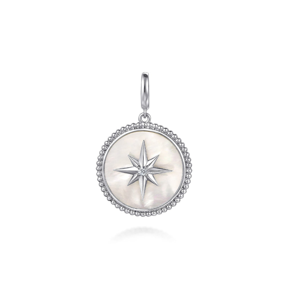 Mother of Pearl and White Sapphire Medallion Pendant 