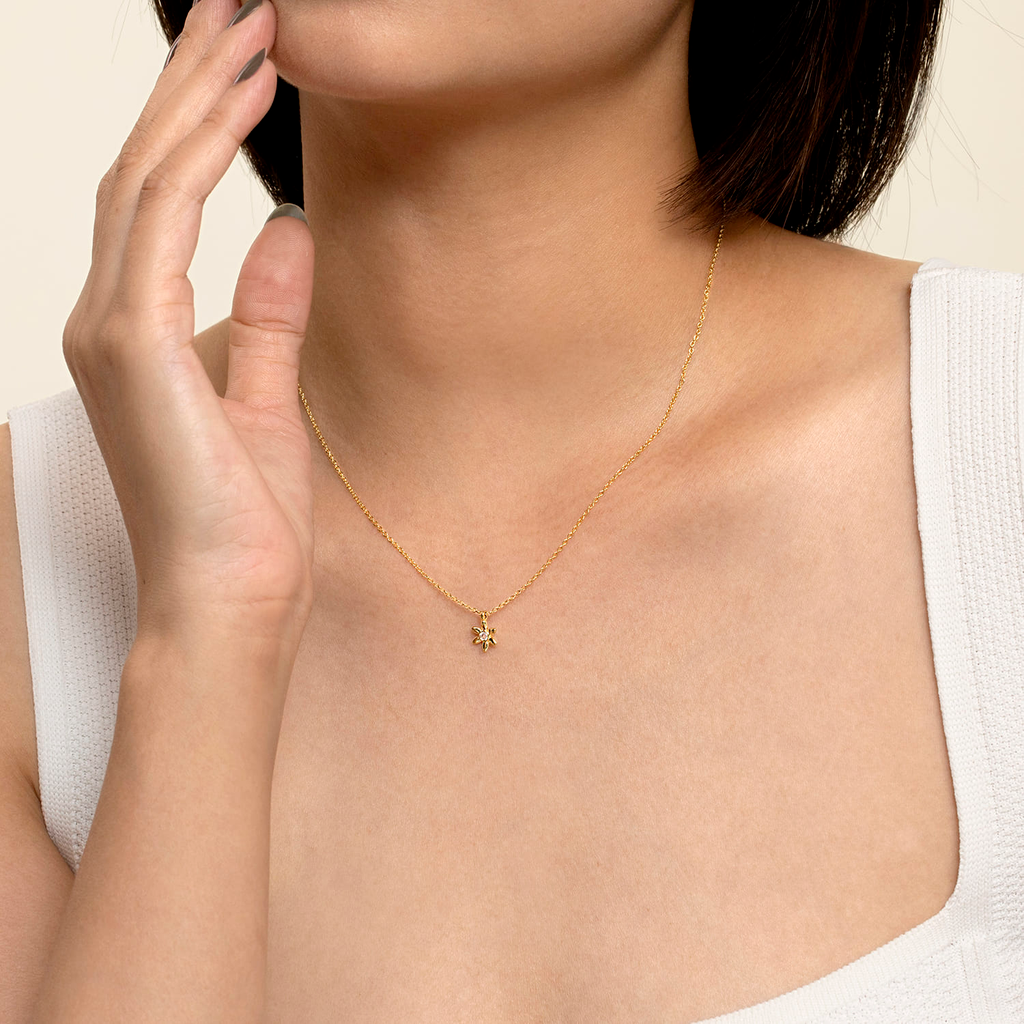 gold pendant necklace on white background