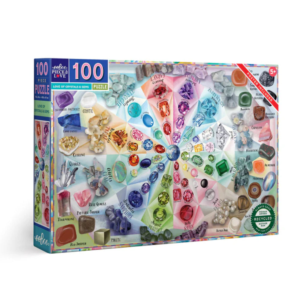 Eeboo Love of Crystals & Gems 100 Piece Puzzle