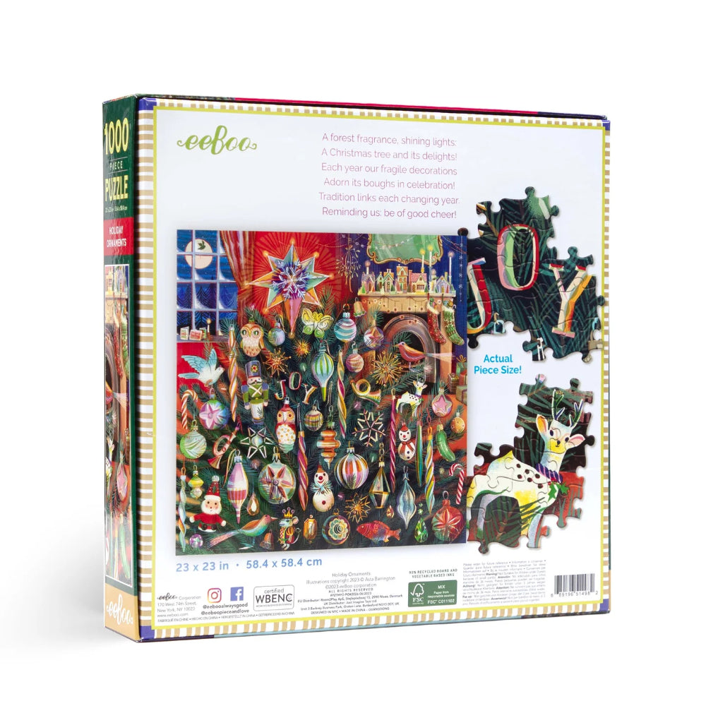 Puzzle box with colorful design and text on a white background