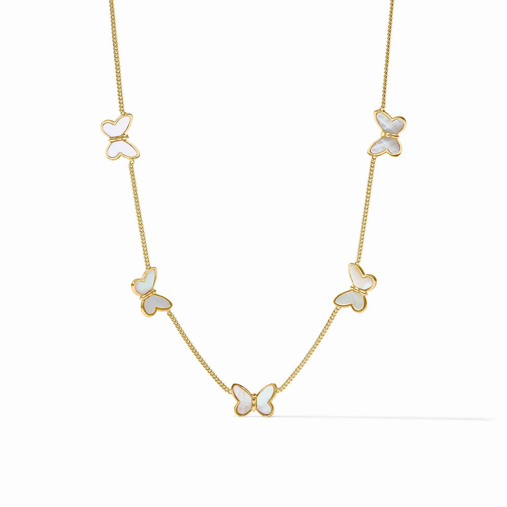 Julie Vos Papillon Delicate Station Necklace - Mother of Pearl