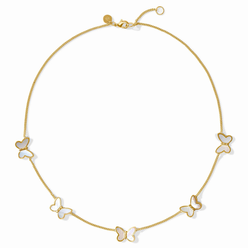 Julie Vos Papillon Delicate Station Necklace - Mother of Pearl
