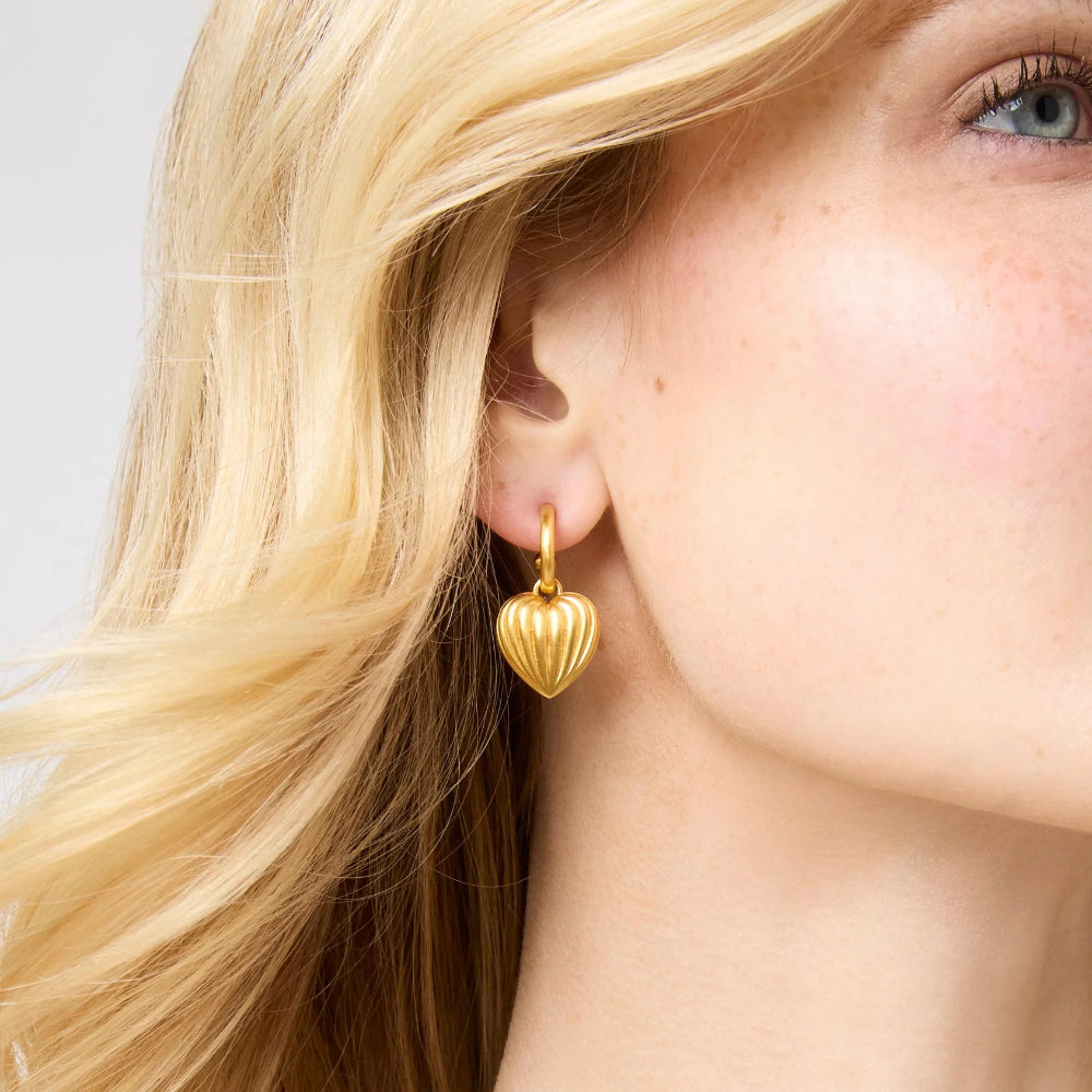 Julie Vos Puffy Heart Hoop & Charm Earrings