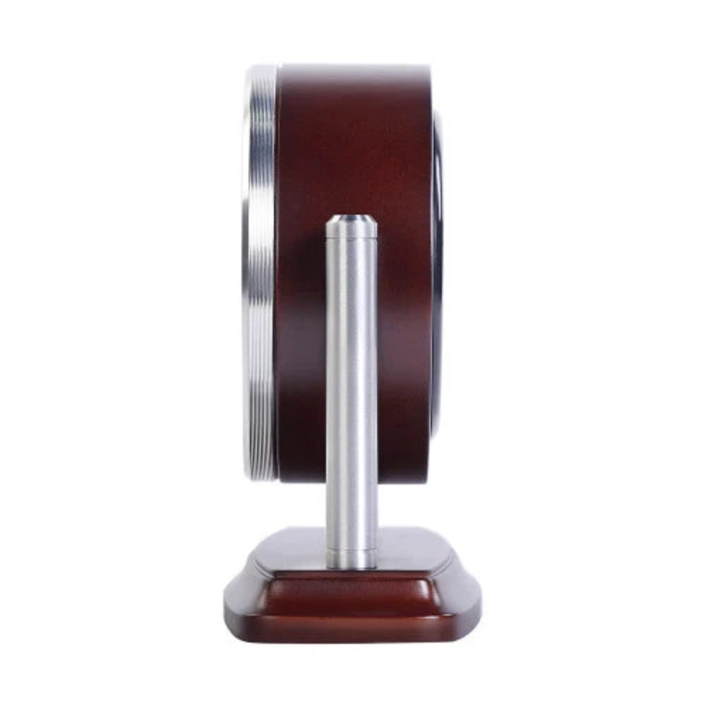 Wooden and metal cylindrical object on a white background