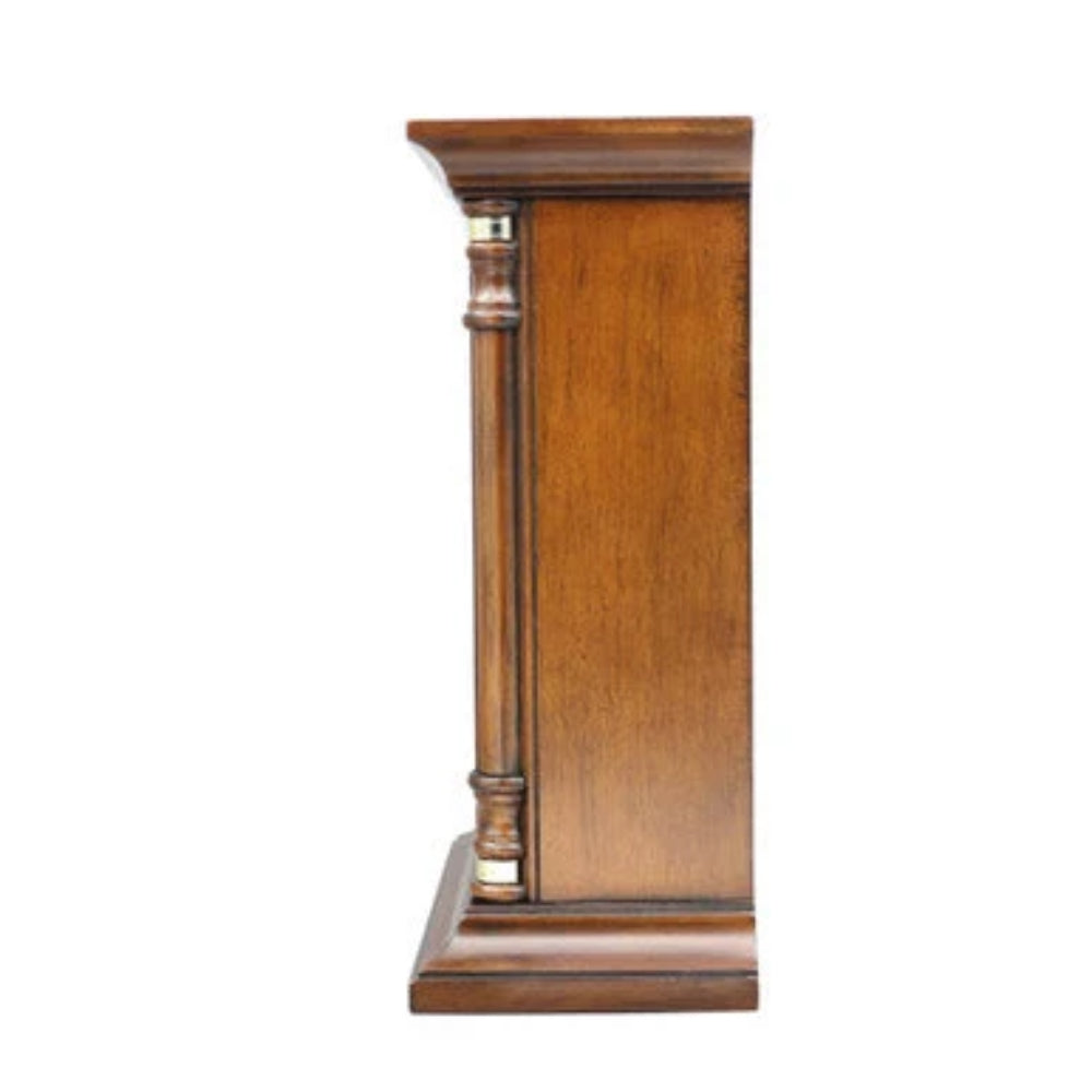Wooden pedestal on a white background