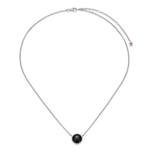 Elle Lustre Collection Button Black Agate Pendant Necklace