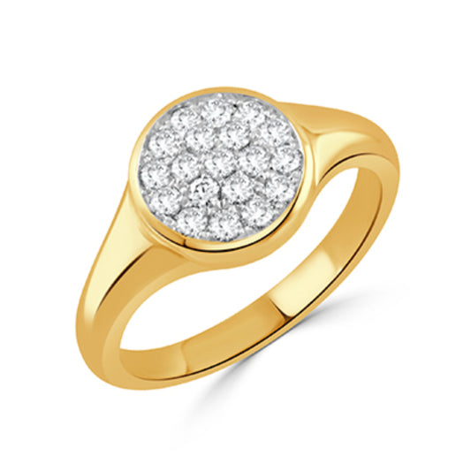 Doves 18k Gold Diamond Cluster Bezel Ring