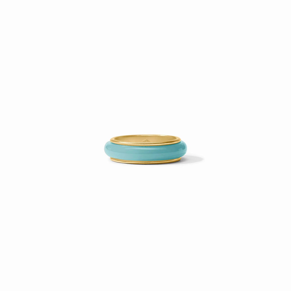 Turquoise ring with gold band on a white background