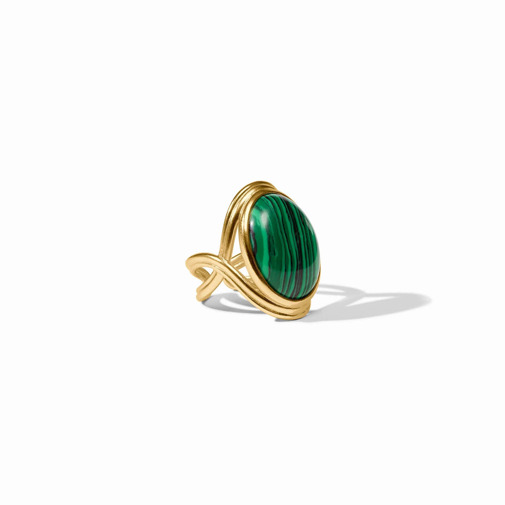 Julie Vos Essex Statement Ring - Malachite Green