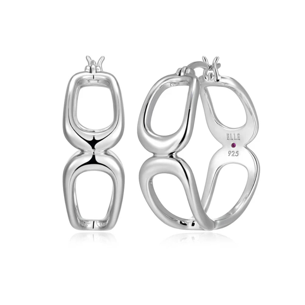 Elle Sterling Silver Citadel Collection Hoop Earrings