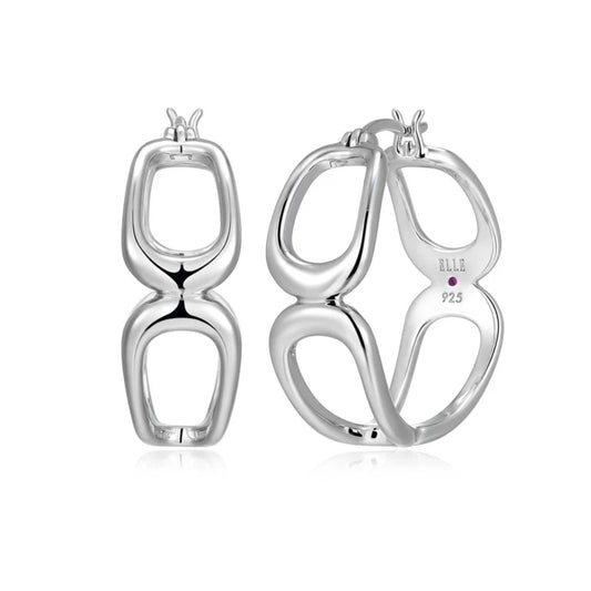 Elle Sterling Silver Citadel Collection Hoop Earrings