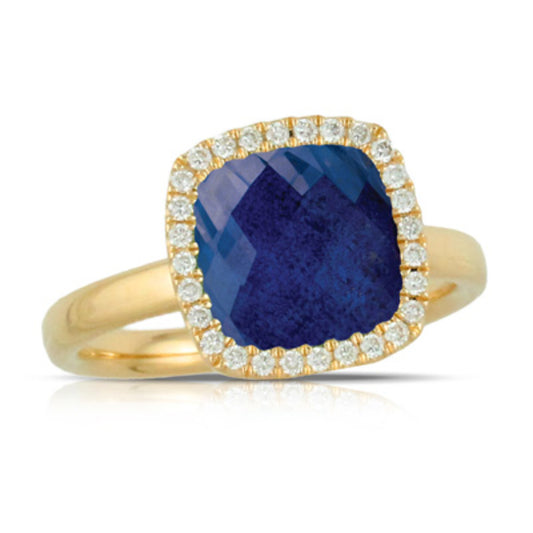 18k Gold Lapis Ring with Diamonds