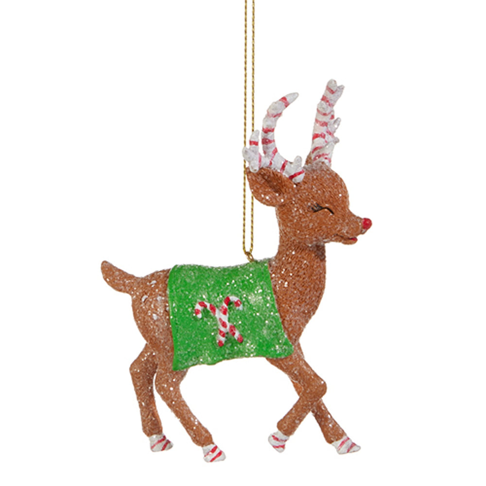 Raz Imports Peppermint The Reindeer Ornament
