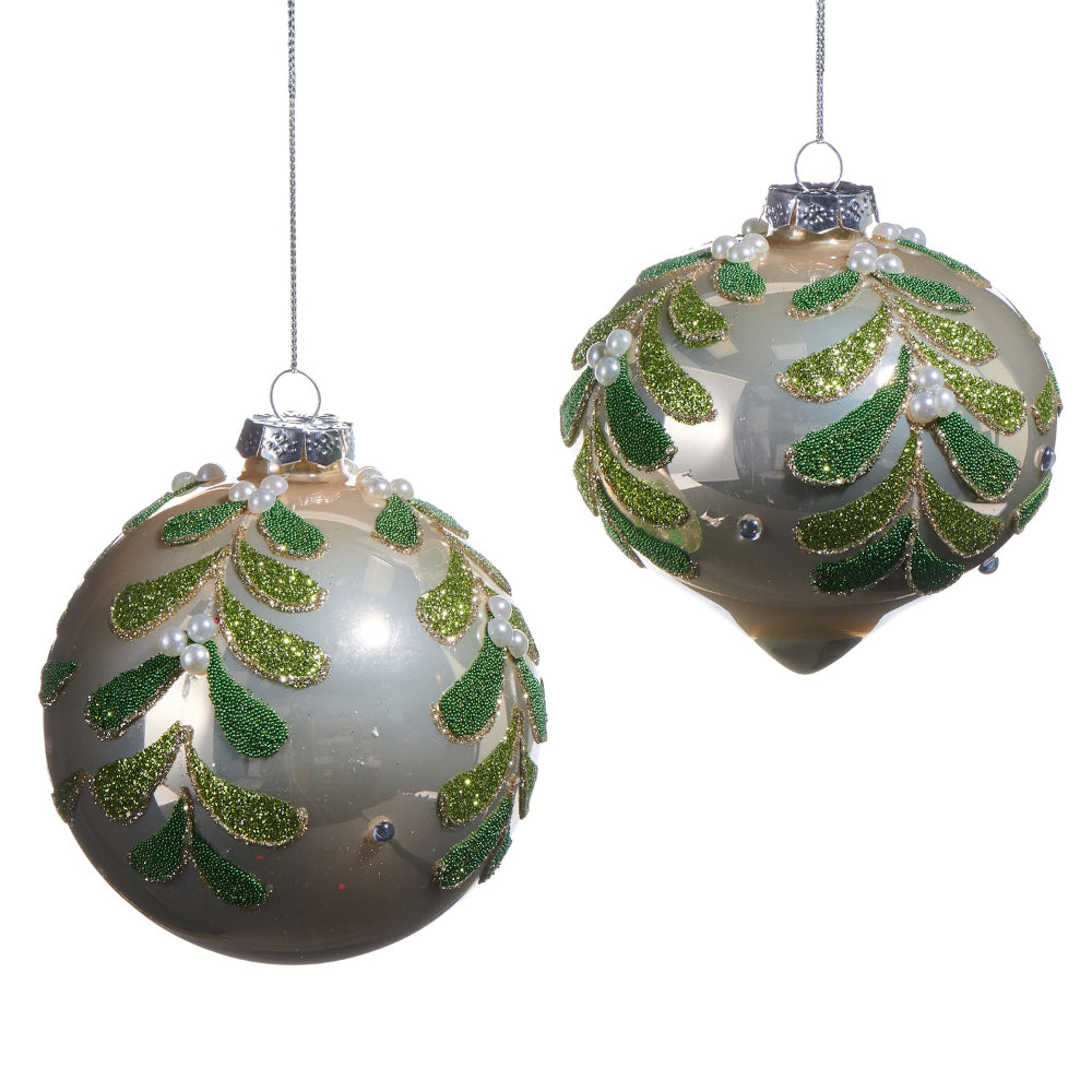 Raz Imports 4" Ivory Pearl Mistletoe Ornament