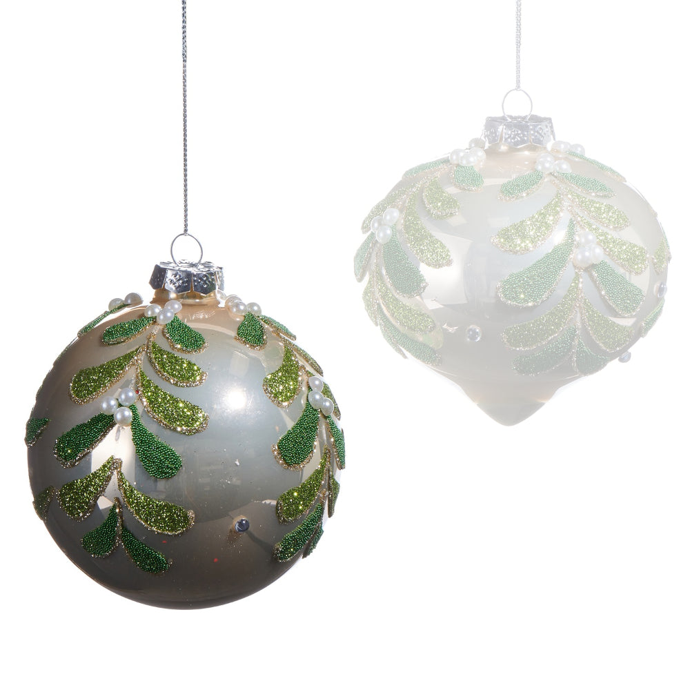 Raz Imports 4" Ivory Pearl Mistletoe Ornament