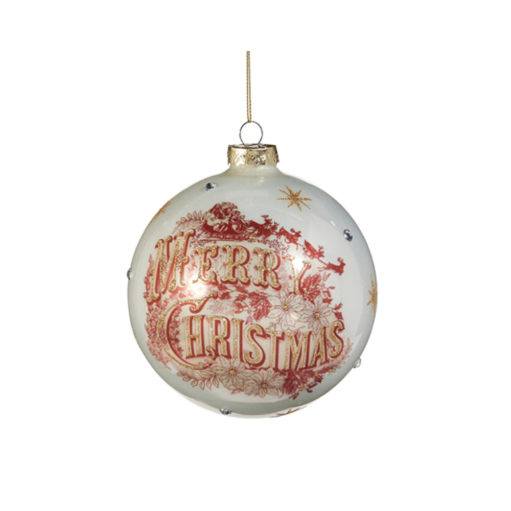 Raz Imports 5" Vintage Merry Christmas Ball Ornament