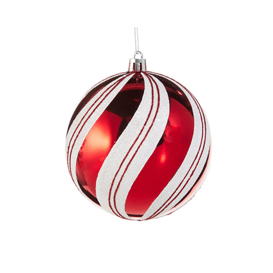 Raz Imports 4" Red Candy Cane Stripe Ball Ornament