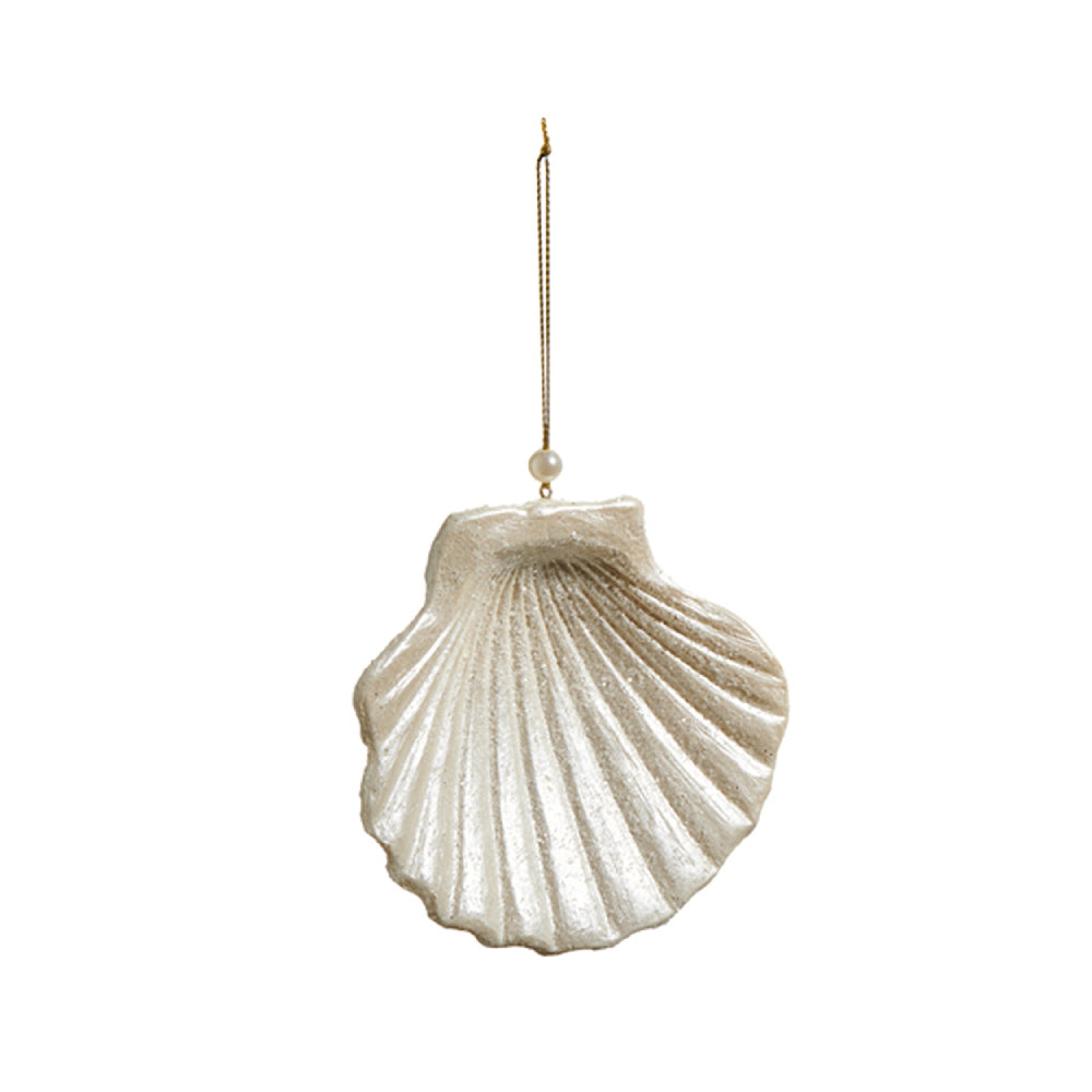 Raz Imports 4.5" Ivory Glitter Clam Shell Ornament