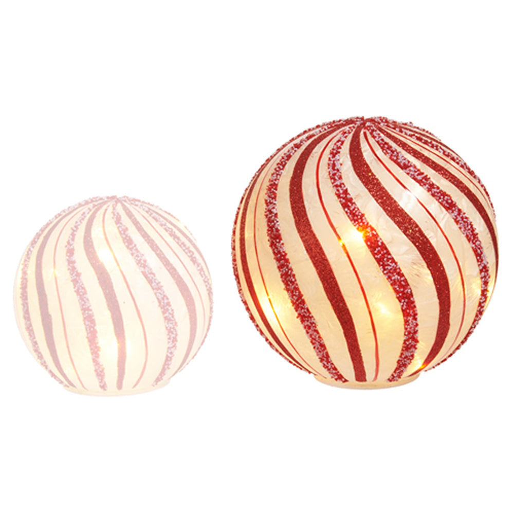 Raz Imports Lighted Peppermint Orbs