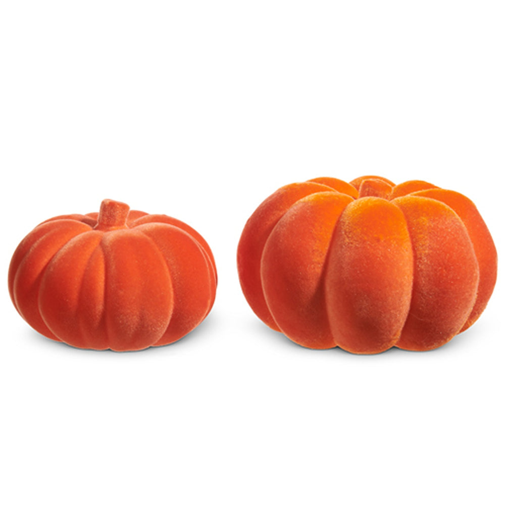 Raz Imports Orange Flocked Pumpkins
