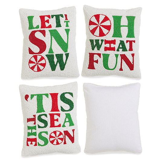 Raz Imports 10" Peppermint Merrymaking Beaded Pillow