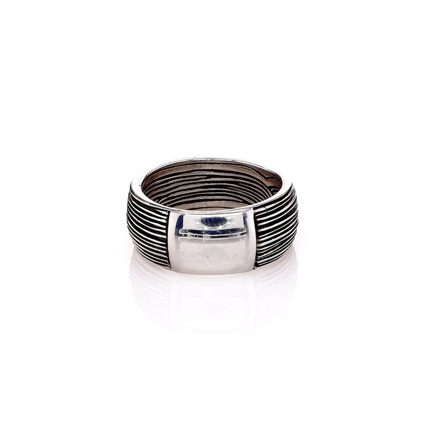 John Hardy Sterling Silver Striated Bamboo Design Ring