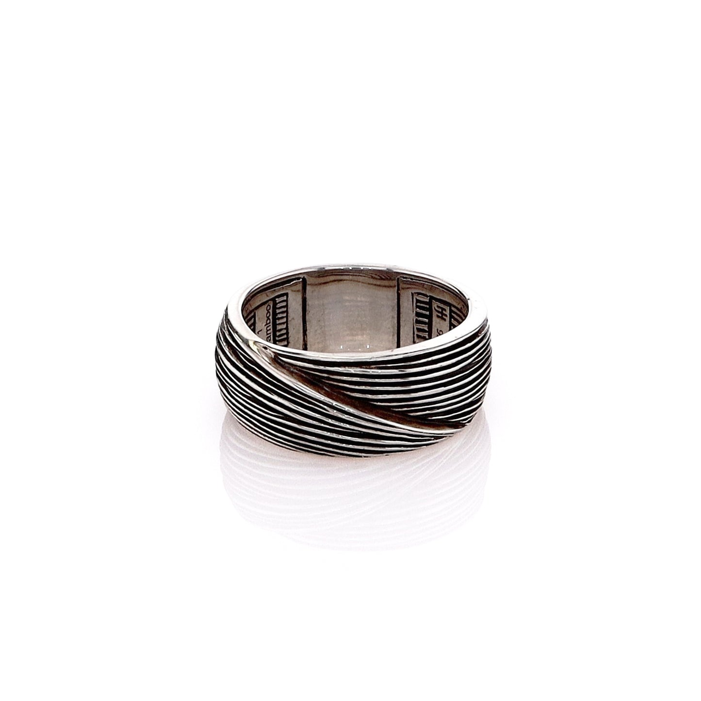 John Hardy Sterling Silver Striated Bamboo Design Ring