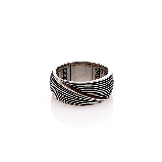 John Hardy Sterling Silver Striated Bamboo Design Ring