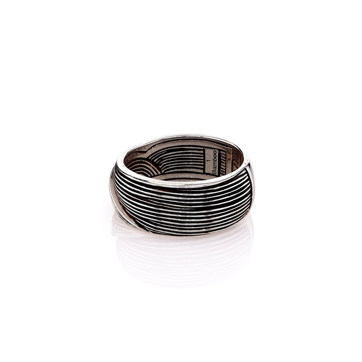 John Hardy Sterling Silver Striated Bamboo Design Ring