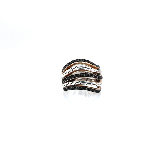 John Hardy Classic Chain Black Sapphire and Spinel Wide Ring