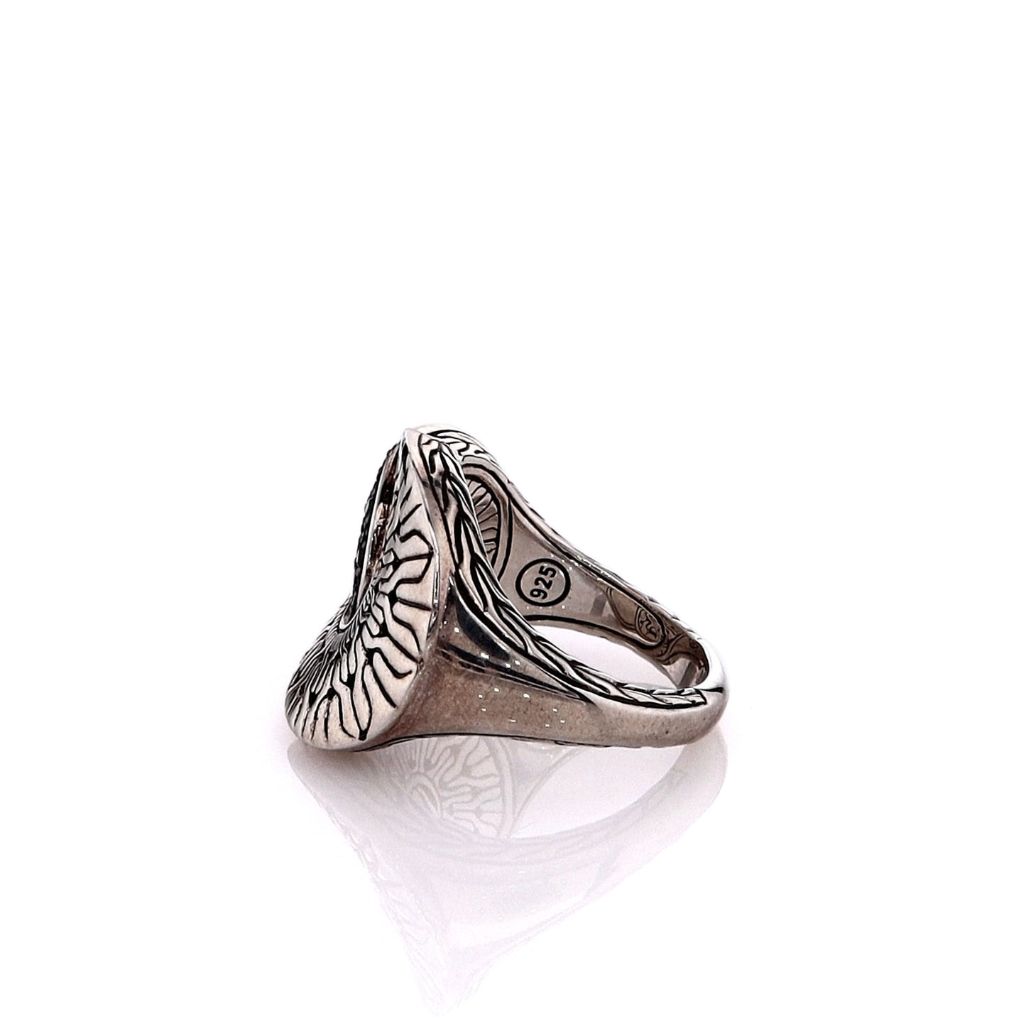 John Hardy Sterling Silver Classic Chain Black Sapphire and Spinel Ring