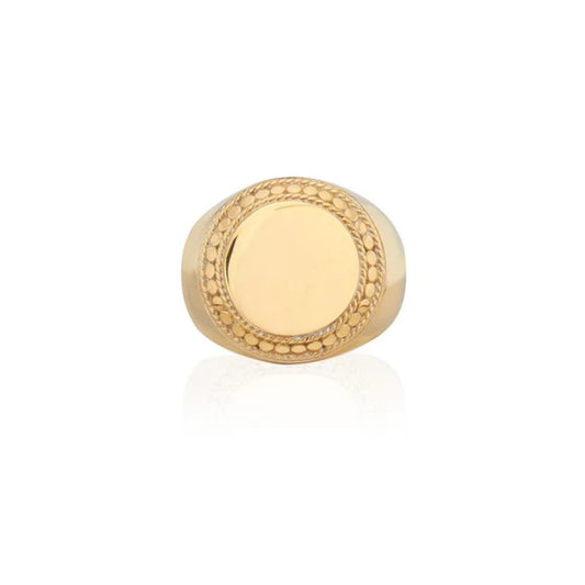 Anna Beck 18 Karat Yellow Gold Plated Sterling Silver Large Signet Ring