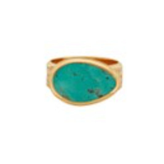 Anna Beck 18 Karat Yellow Gold Plated Sterling Silver Turquoise Asymmetrical Cocktail Ring