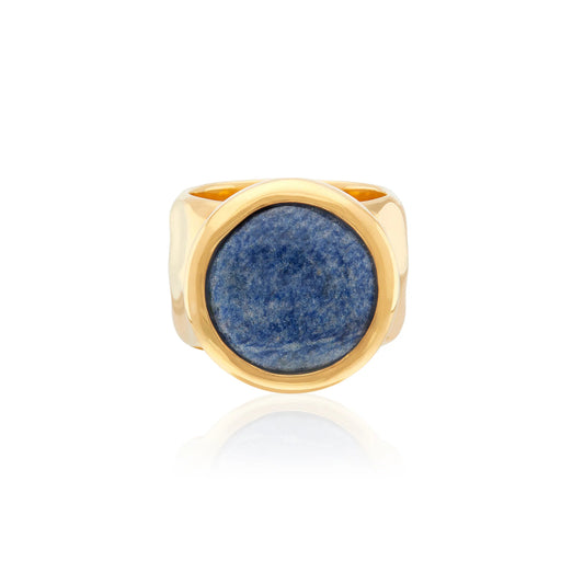 Anna Beck Large Wavy Dumortierite Signet Ring-Gold
