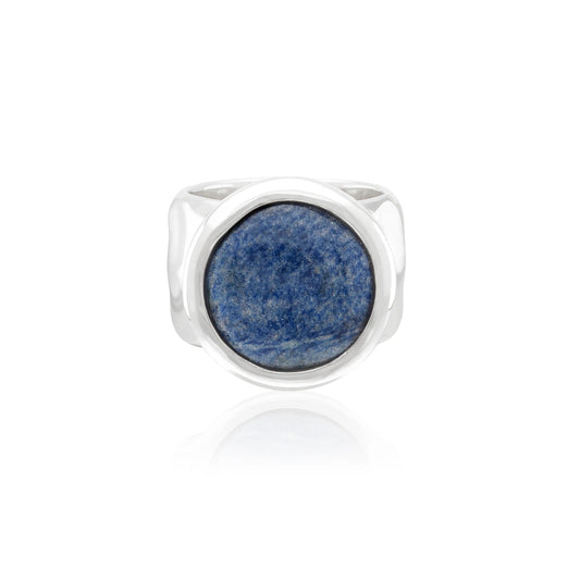 Anna Beck Large Wavy Dumortierite Signet Ring-Silver