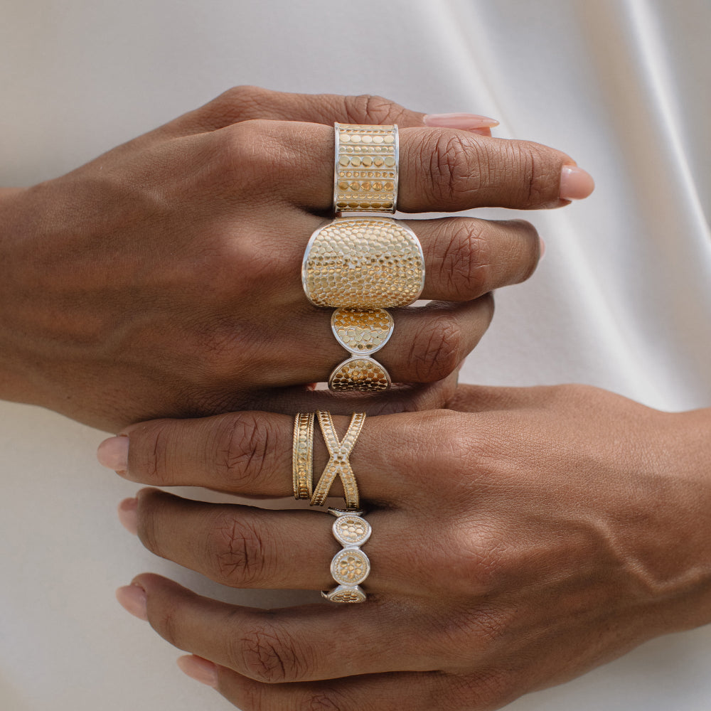 Anna Beck Two-Tone Classic Divided Bond Band Ring - Size 7