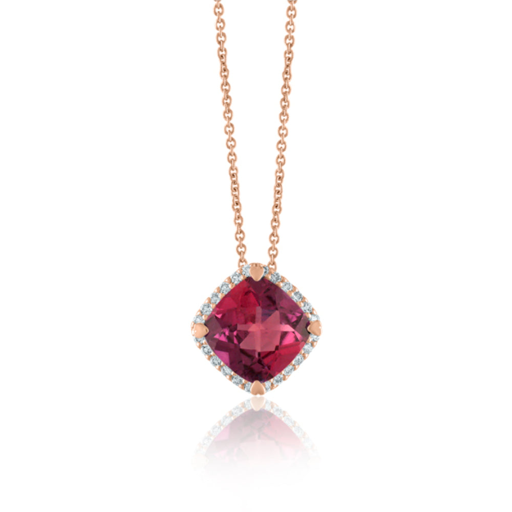 Lisa Nik 18k Rose Gold and Garnet Pendant Necklace