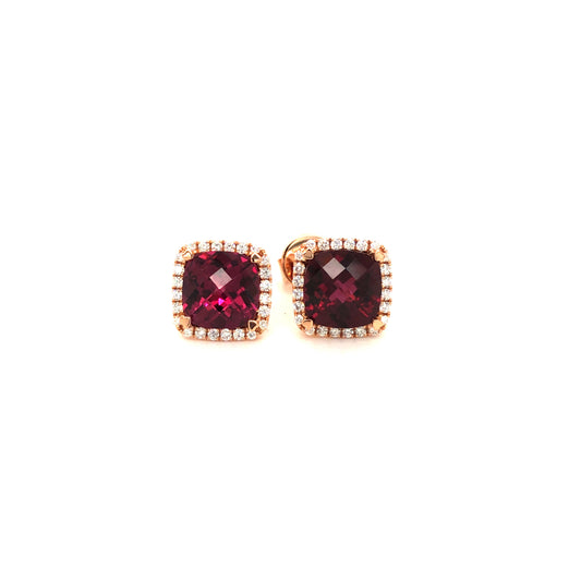 Lisa Nik 18k Rose Gold and Garnet Stud Earrings
