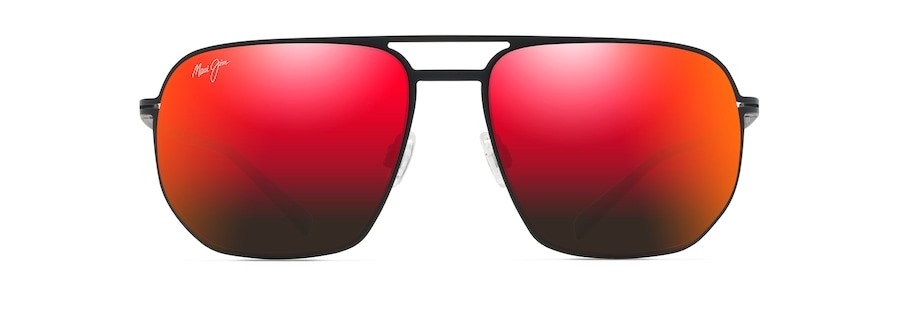 Maui Jim SHARK'S COVE Polarized Aviator Sunglasses - Matte Black & Hawaii Lava