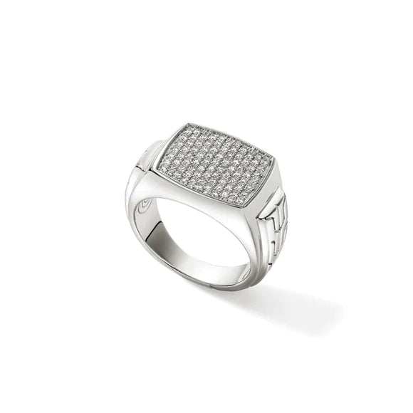 John Hardy Pave Diamond Signet Ring