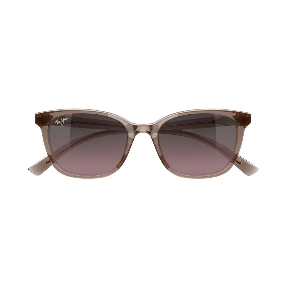 A pair of Ray-Ban sunglasses with a translucent taupe-brown acetate frame and gradient brown lenses, shown against a plain white background.