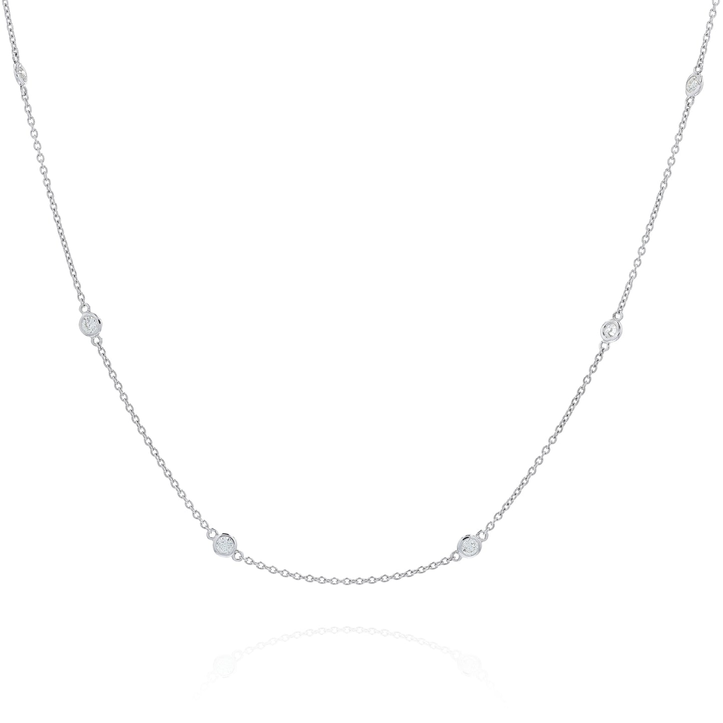 14k White Gold Diamonds By The Yard Station Necklace