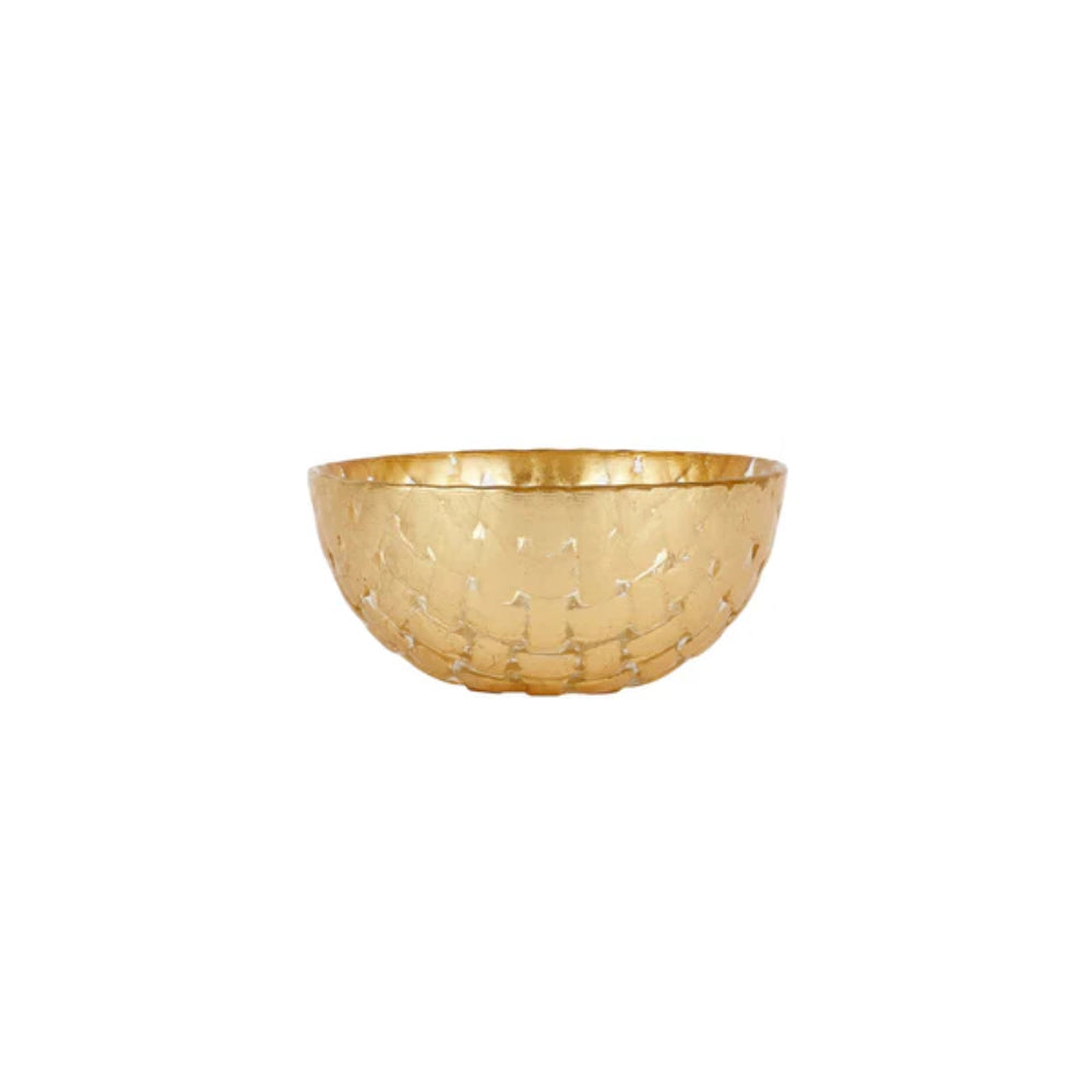 Vietri Rufolo Glass Gold Basketweave Dipping Bowl