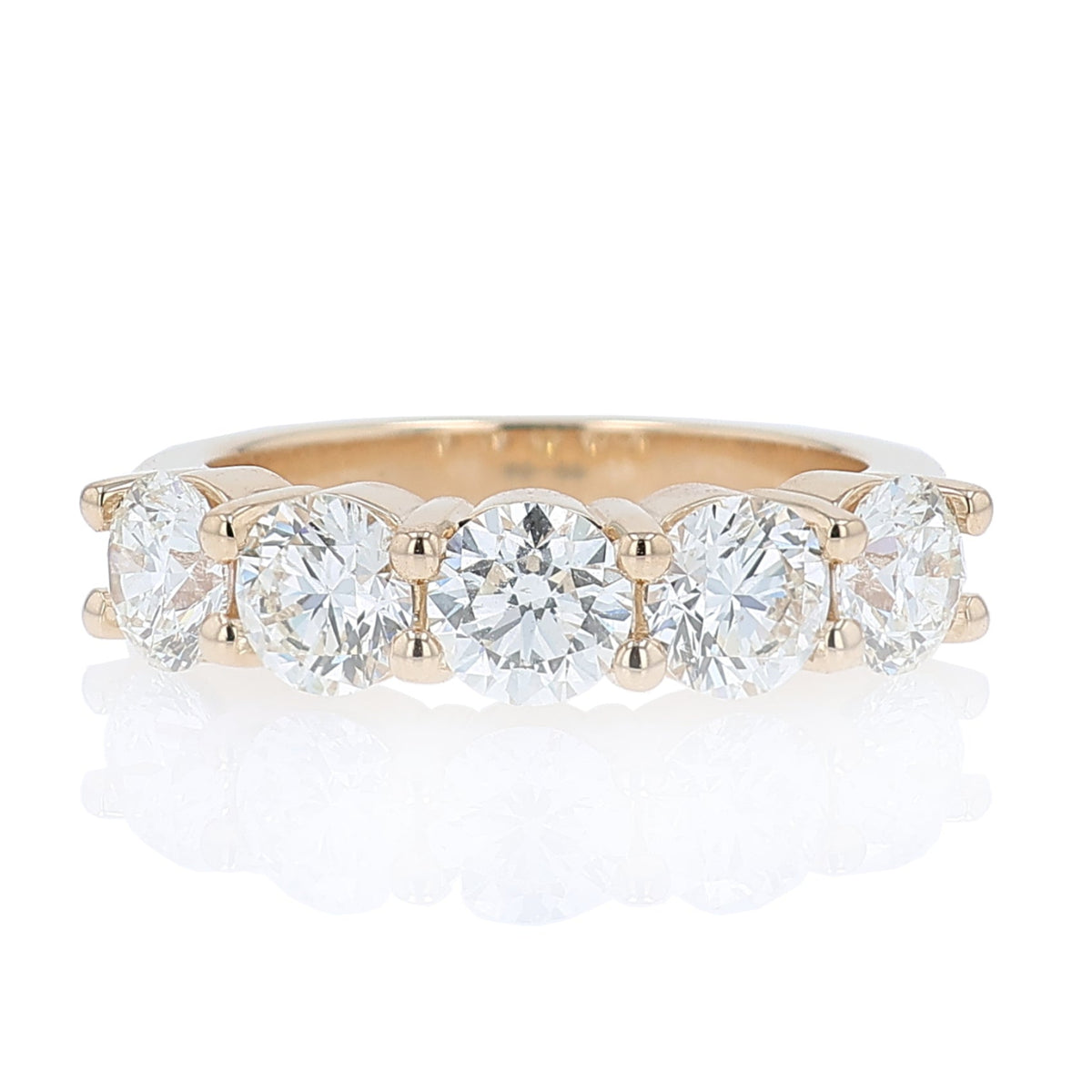 14k Yellow Gold 5 Across 2.56ct Diamond Wedding Band