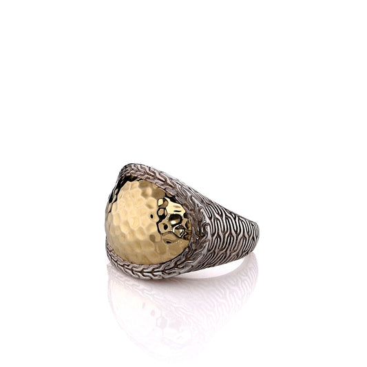 John Hardy Two-Tone Classic Hammered Dome Gold Center Ladies Ring